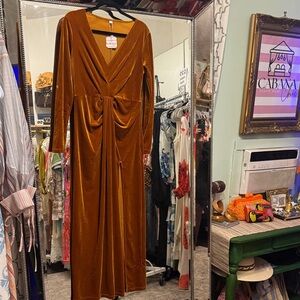 Elegant Rust Velvet Dress